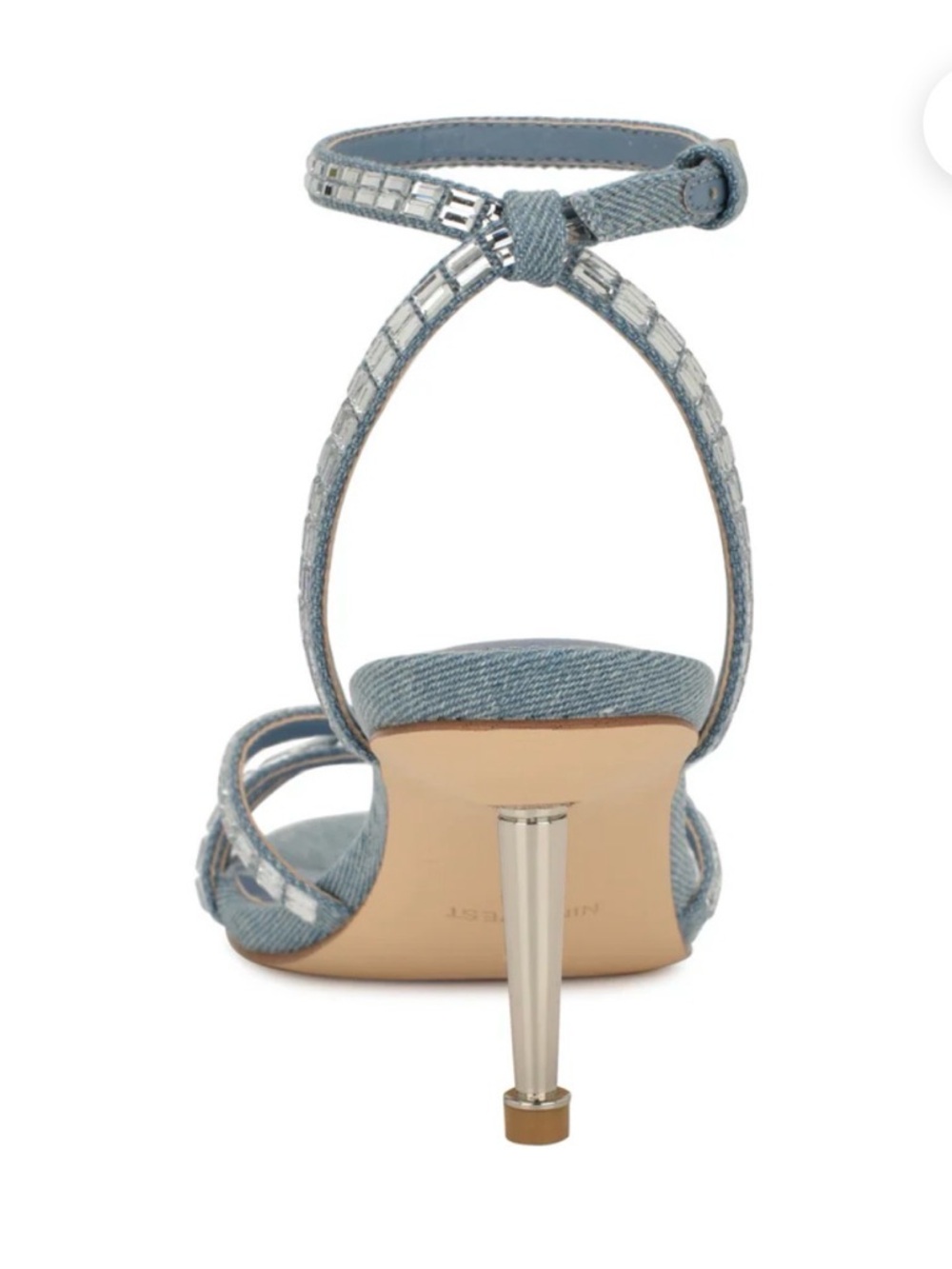 Nine West Powder Denim Blue Crystal Strap Sandals - Picture 7 of 11